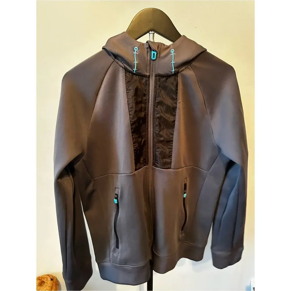 Boys 14-16 Russell Athletic Dark Gray Full-Zip Hooded Jacket with Teal Accents